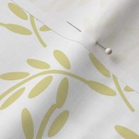 Pastel Ivory on White Modern Leaf Shapes, Garden Plants, Breezy Botanicals