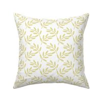 Pastel Ivory on White Modern Leaf Shapes, Garden Plants, Breezy Botanicals