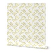 Pastel Ivory on White Modern Leaf Shapes, Garden Plants, Breezy Botanicals