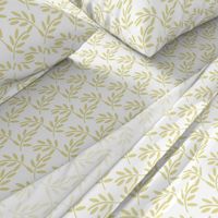 Pastel Ivory on White Modern Leaf Shapes, Garden Plants, Breezy Botanicals