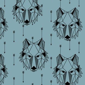 Geometric Wolf + Arrows (blue pond) Geo Wolves Woodland Animals Baby Boy Nursery Bedding A