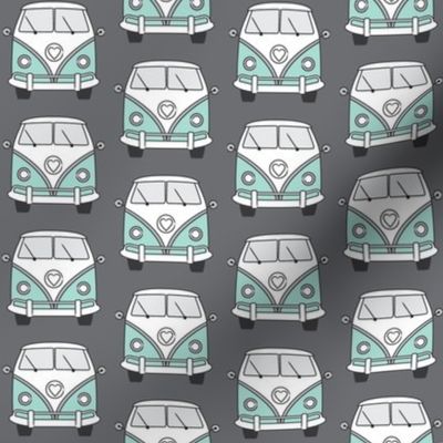 repeating blue camper vans on charcoal