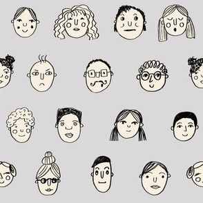 faces // people face fabric city life doodle grey