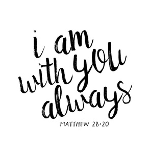 fat quarter panel (42" width fabric) - I am with you always || monochrome typography