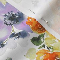 Orange and Purple Watercolor Florals