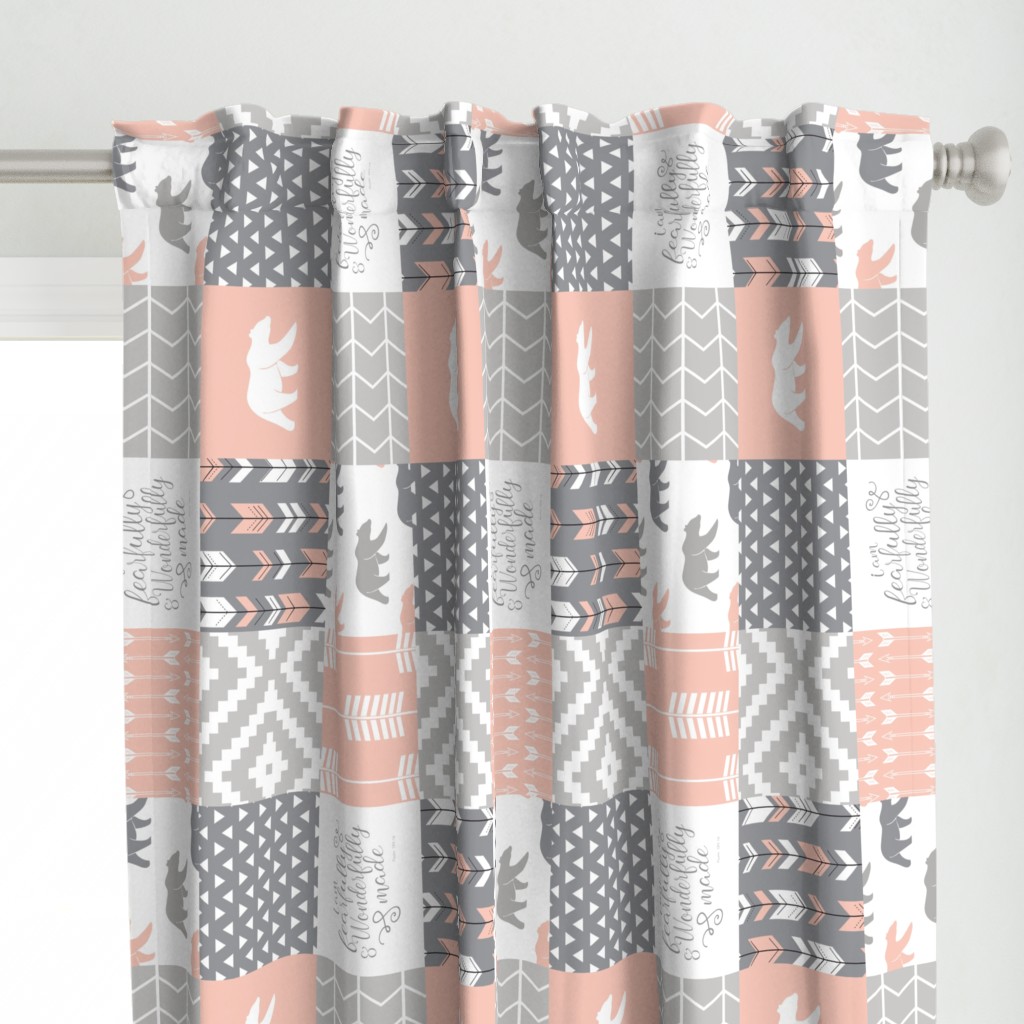 fearfully and wonderfully made patchwork - salmon peach and grey (90)