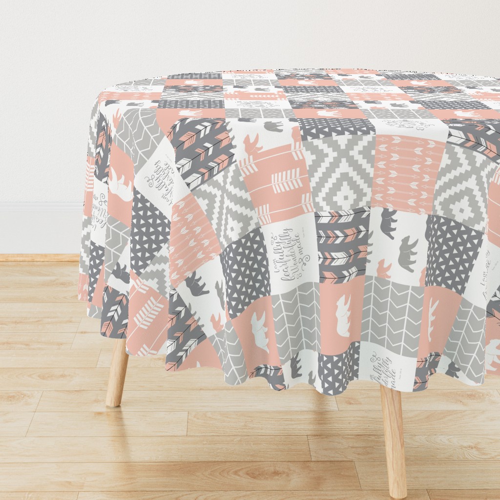 fearfully and wonderfully made patchwork - salmon peach and grey (90)