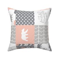 fearfully and wonderfully made patchwork - salmon peach and grey (90)