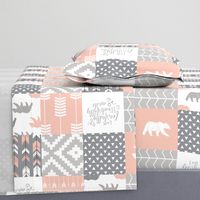fearfully and wonderfully made patchwork - salmon peach and grey (90)