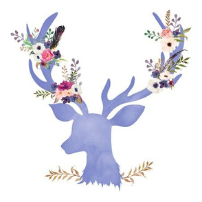 9" Quilting Block / Purple Floral Deer