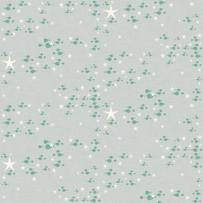 Fish and stars gray and green with texture