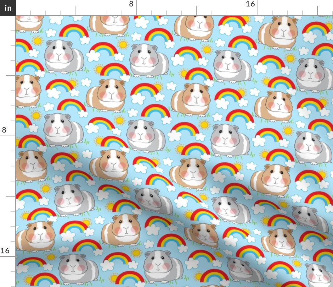 large guinea pigs rainbows and clouds