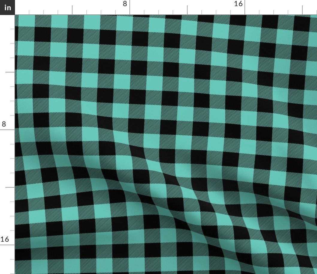 1" Black + Sea Green Buffalo Plaid – Lumberjack Buffalo Check