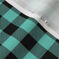 3/4" Black + Sea Green Buffalo Plaid – Lumberjack Buffalo Check