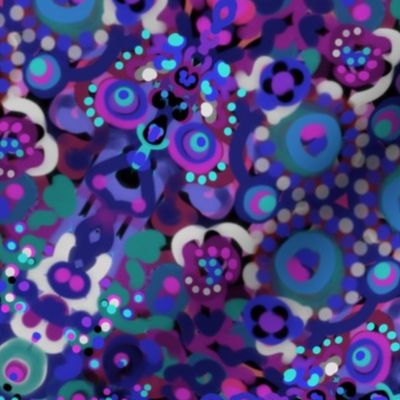 Psychedelic blobs - purple, blue and teal - medium scale