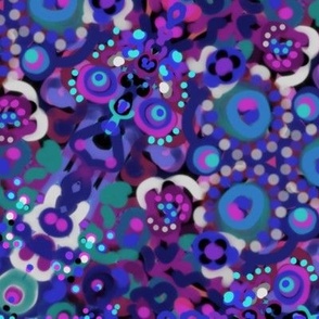 Psychedelic blobs - purple, blue and teal - medium scale