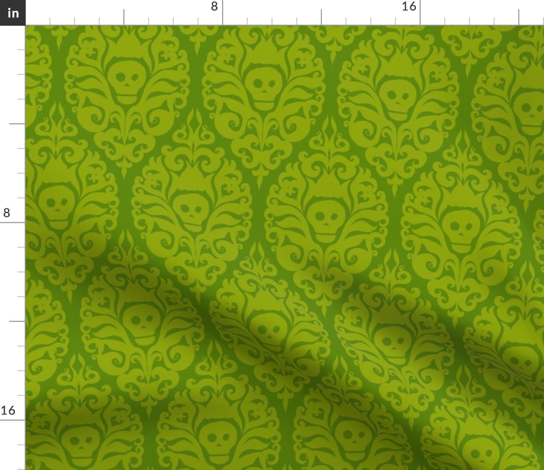 Spooky Damask - Ghoulishly Green