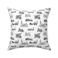 Antique Steam Engines in Grey // Small