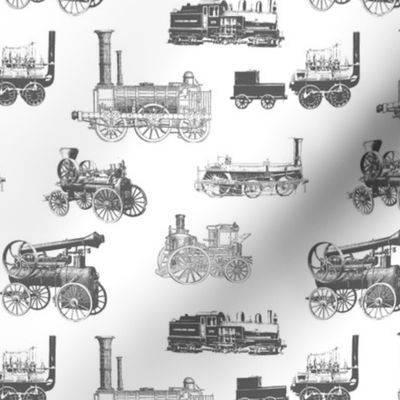 Antique Steam Engines in Grey // Small