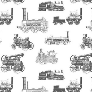 Antique Steam Engines in Grey // Small