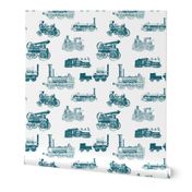 Antique Steam Engines in Aqua // Small