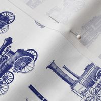 Antique Steam Engines in Blue // Small