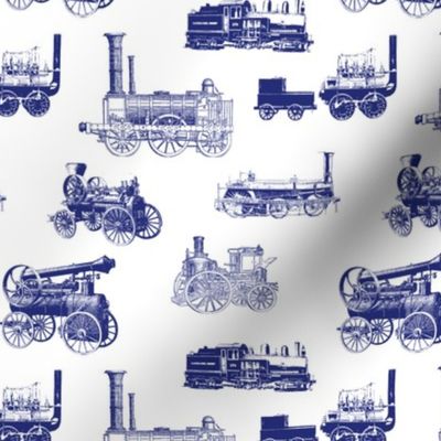 Antique Steam Engines in Blue // Small