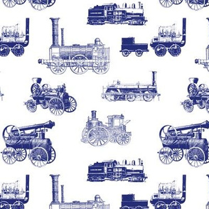 Antique Steam Engines in Blue // Small