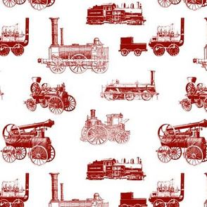 Antique Steam Engines in Red // Large