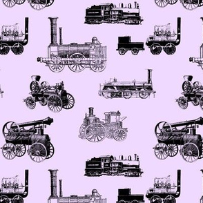 Antique Steam Engines on Lavender // Small