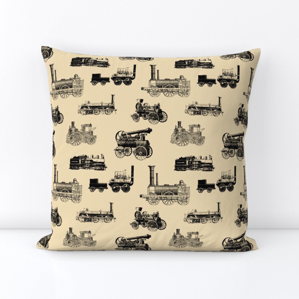 Antique Steam Engines on Tan // Large