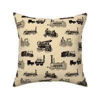 Antique Steam Engines on Tan // Large