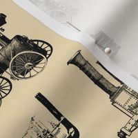 Antique Steam Engines on Tan // Large