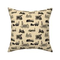 Antique Steam Engines on Tan // Small