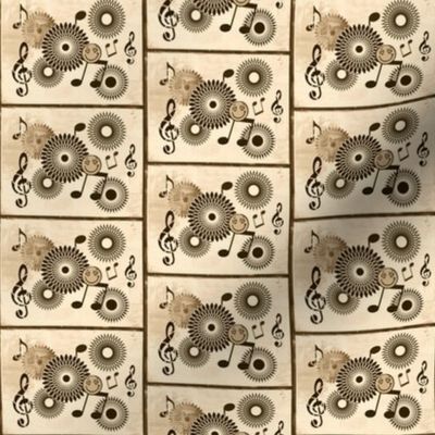 MDZ30 - Small -  Musical Daze Tiles in Golden Brown on Creamy Beige
