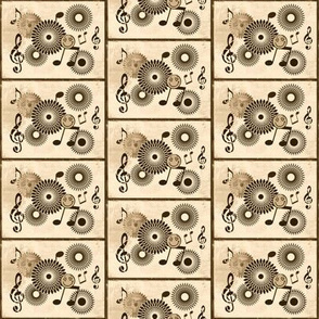 MDZ30 - Small -  Musical Daze Tiles in Golden Brown on Creamy Beige