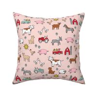 farm // nursery kids gender neutral cow chicken pig barn farms fabric pink