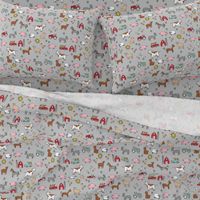 farm // nursery kids gender neutral cow chicken pig barn farms fabric grey