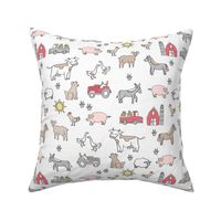 farm // nursery kids gender neutral cow chicken pig barn farms fabric white