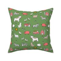 farm // nursery kids gender neutral cow chicken pig barn farms fabric green