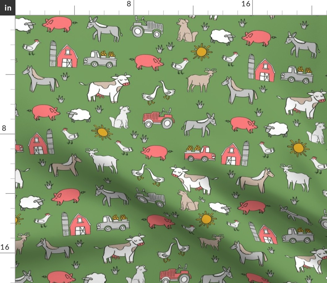 farm // nursery kids gender neutral cow chicken pig barn farms fabric green