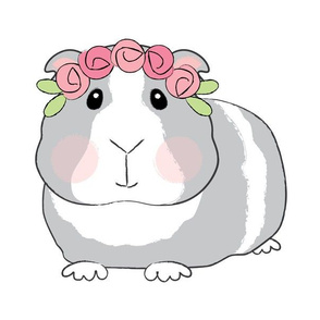 guinea-pig with roses plushie pillow