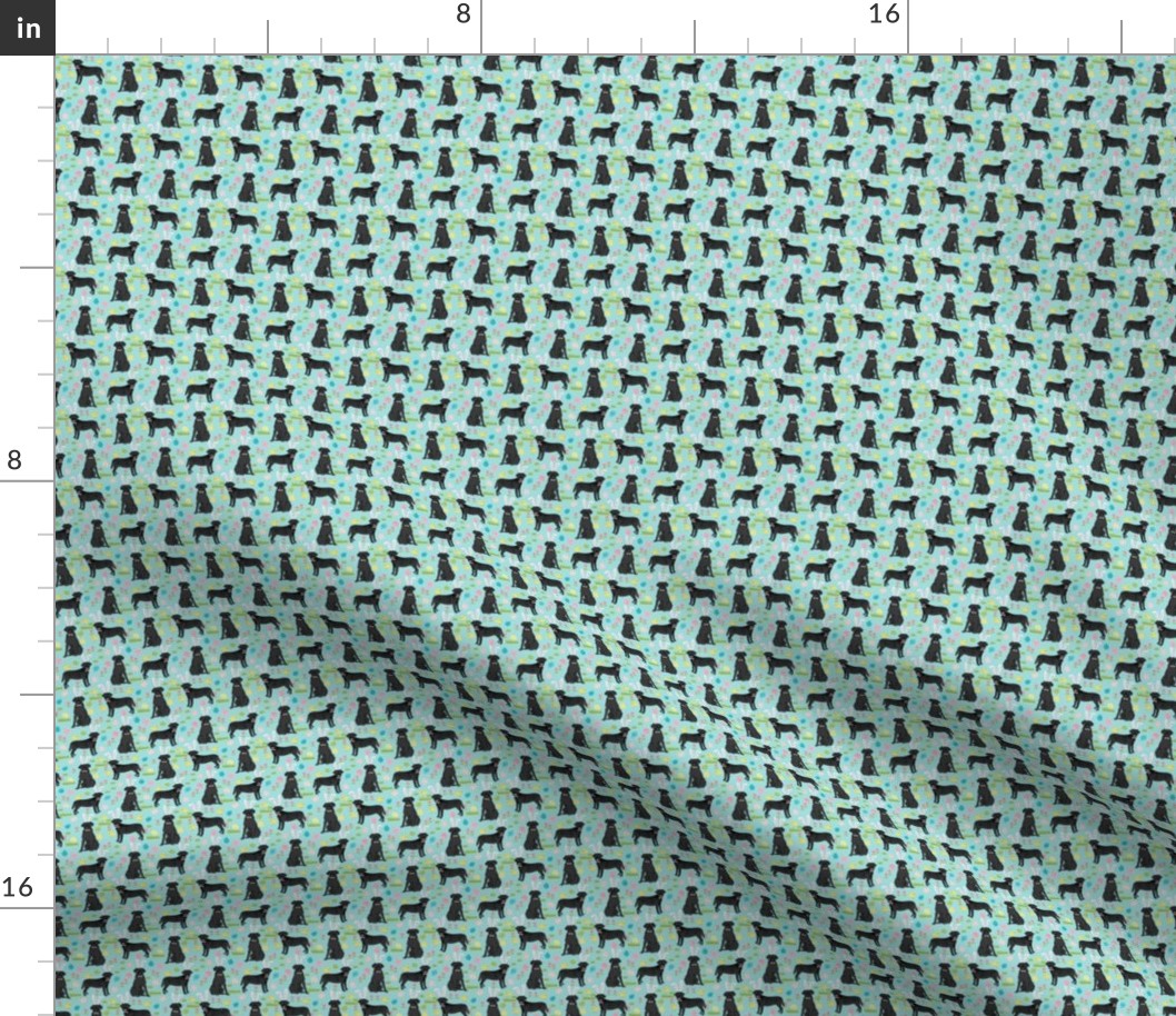 black lab fabric labrador retriever easter pastel fabric cute dog design - blue - smaller version - ULTRA TINY PRINT