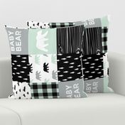 baby bear - woodland patchwork fabric - black mint grey - bears (90)