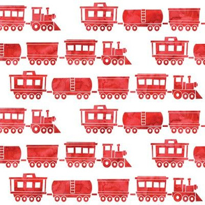 trains - red watercolor