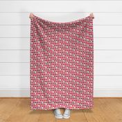 trains - red on grey linen - nursery train fabric