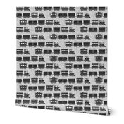 trains - grey on linen