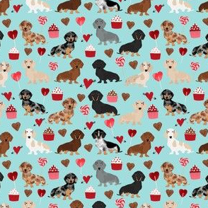 doxie love valentines fabric cute love design best cupcakes and sweets dachshund valentines fabric - (small)