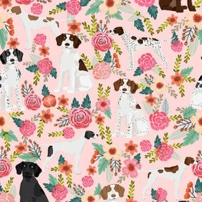 english pointer florals fabric - pointer dog design - pink