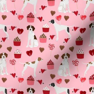 english pointer dog fabric - valentines love cute cupcakes design - pink